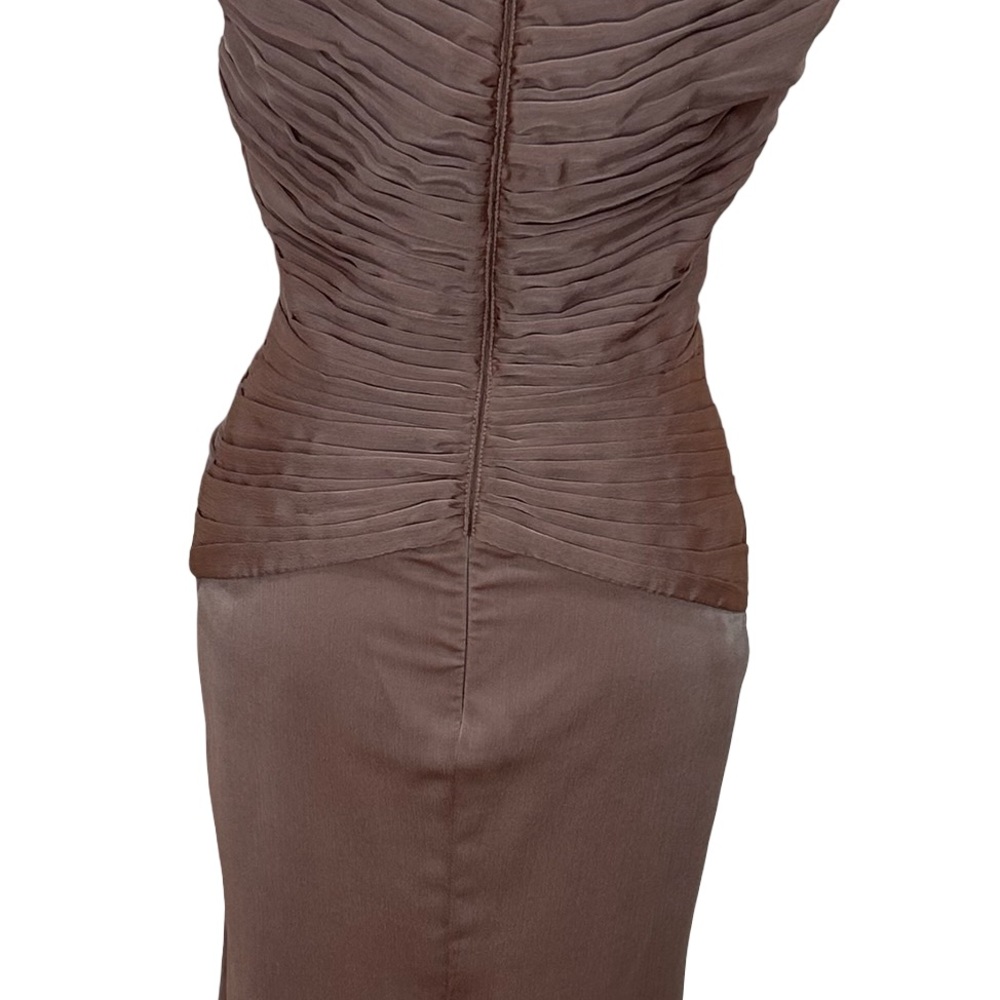 Adrianna Papell Mauve Pink Chiffon Pleated Cocktail Dress Ruched Size 8 Fairy - Picture 5 of 10